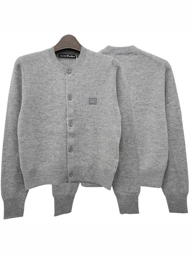 Face Patch Crop Cardigan Light Grey Melange - ACNE STUDIOS - BALAAN 2