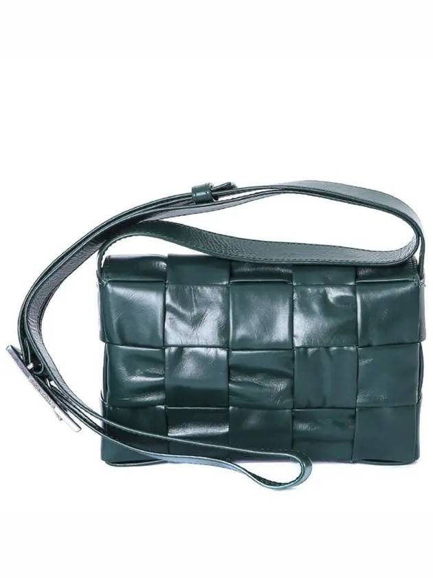 Cassette Intrecciato Small Leather Cross Bag Raintree - BOTTEGA VENETA - BALAAN 3