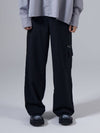 Half Band Wool Wide Cargo Pants Black - UNNORM IS DEAD - BALAAN 1