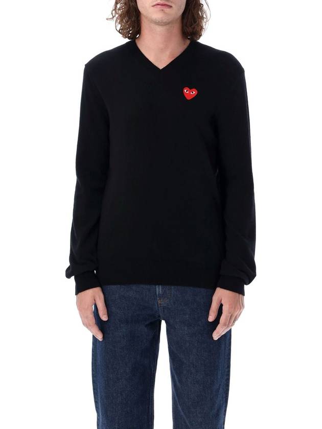 Comme Des Garçons Play Red Heart Patch V-Neck - COMME DES GARCONS PLAY - BALAAN 4