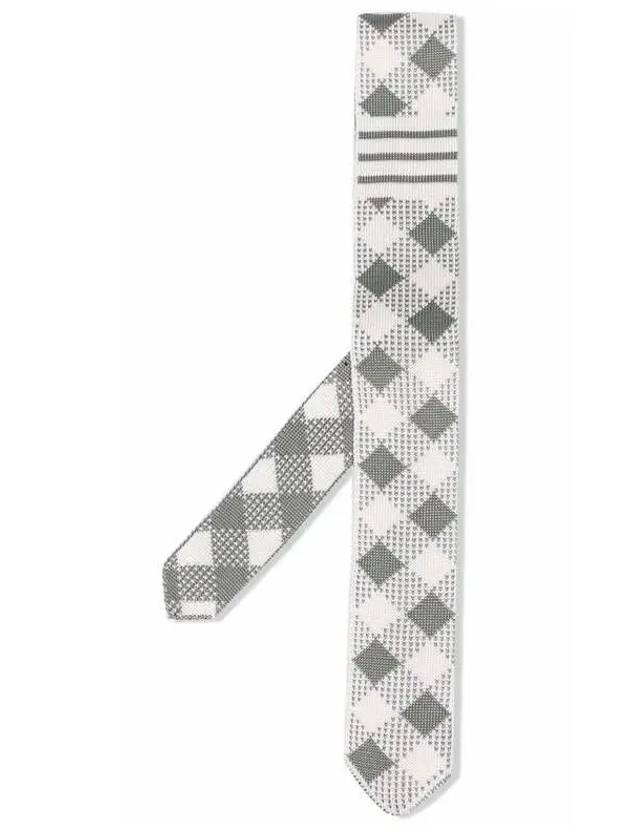 Gingham Check Silk Jacquard Neck Tie Light Grey - THOM BROWNE - BALAAN 2