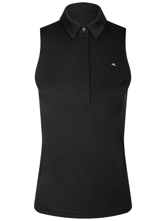 Women's DENA Logo Sleeveless PK Shirt Black - J.LINDEBERG - BALAAN 3