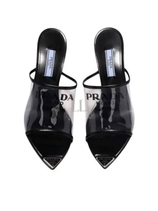 Logo Print Plexiglas Sandals Heel Black - PRADA - BALAAN 2