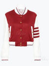 4-Bar Crop Varsity Cashmere Bomber Jacket Red - THOM BROWNE - BALAAN 2