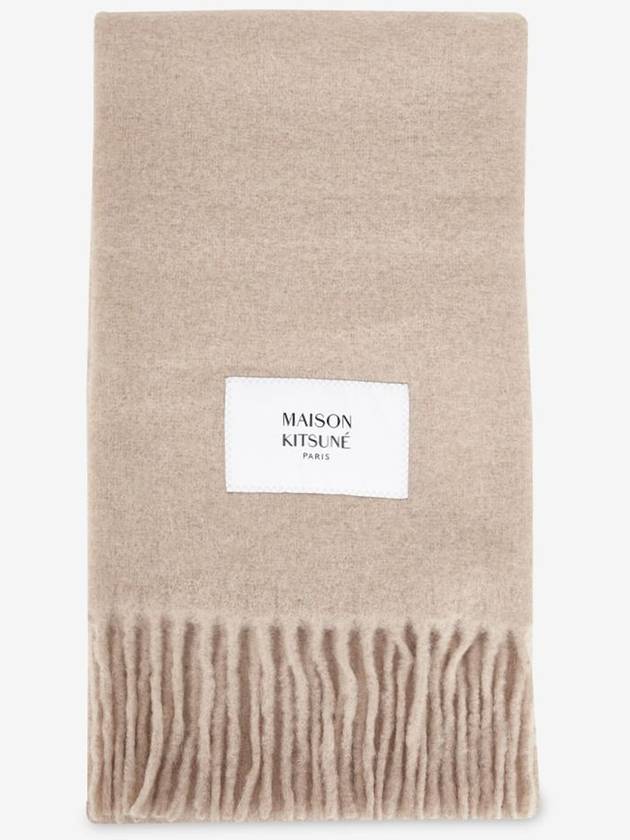 Men s Logo Dark Beige Muffler LW06206WA0022 DB - MAISON KITSUNE - BALAAN 2