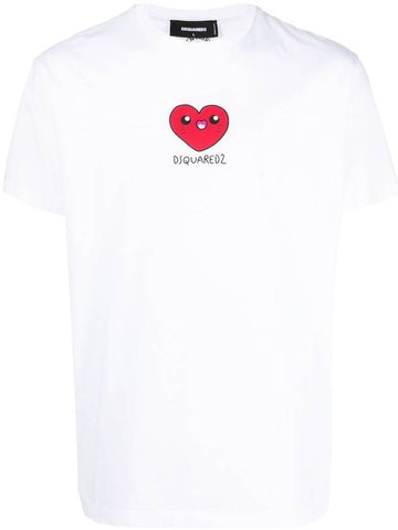 Heart Logo Short Sleeve T-shirt White - DSQUARED2 - BALAAN 1