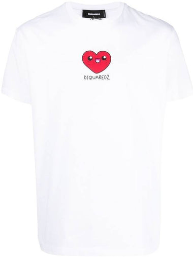 Heart Logo Short Sleeve T-shirt White - DSQUARED2 - BALAAN 1