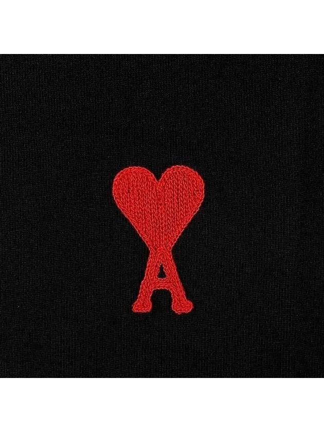 Heart Logo Cotton Jersey Short Sleeve T-Shirt Black - AMI - BALAAN 7