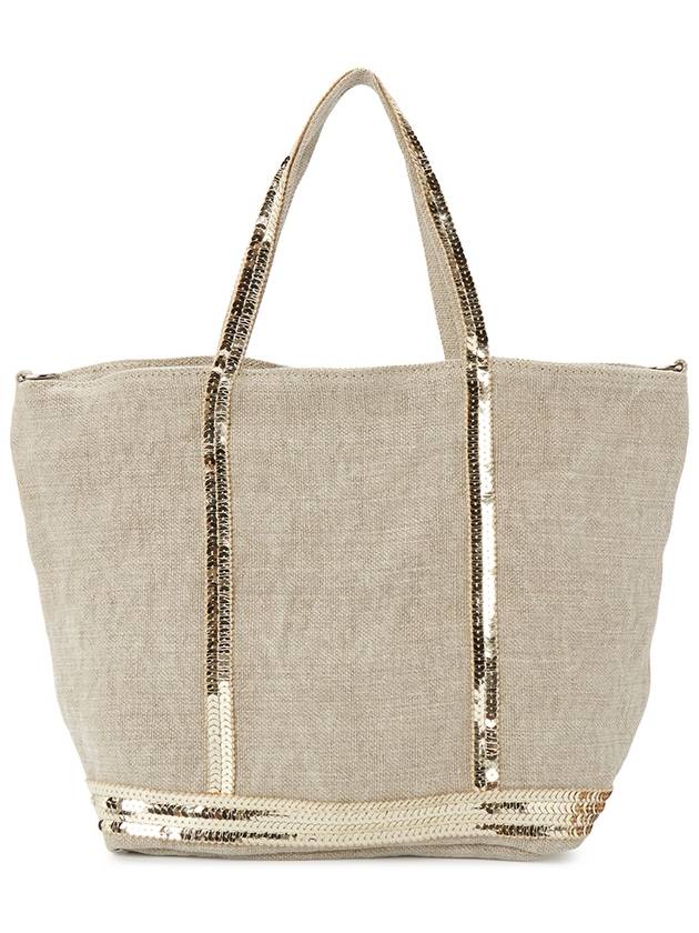 Women's Cabas Small Linen Tote Bag Sable - VANESSA BRUNO - BALAAN 5