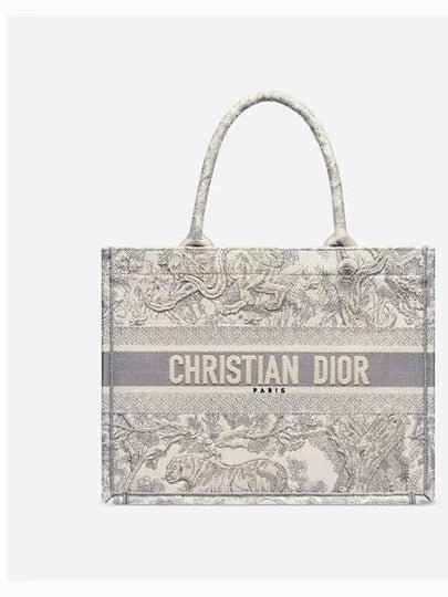 Toile De Jouy Embroidery Medium Book Tote Bag Ecru Grey - DIOR - BALAAN 2