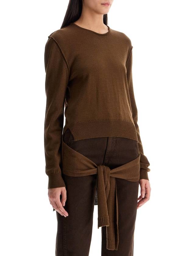 Trompe L'oeil Crew Neck Knit Top Brown - LEMAIRE - BALAAN 3