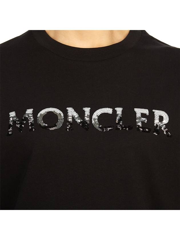 Logo Sequin Cotton Short Sleeve T-Shirt Black - MONCLER - BALAAN 9