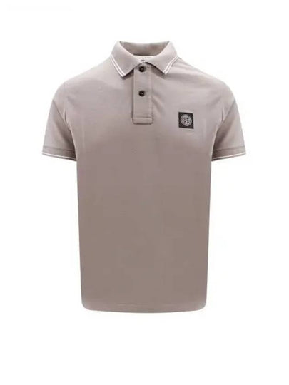 Stretch Cotton Pique Short Sleeve Polo Shirt  Dove Grey - STONE ISLAND - BALAAN 2