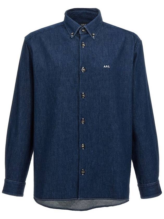 Mathias Embroidered Logo Long Sleeve Shirt Dark Blue - A.P.C. - BALAAN 2