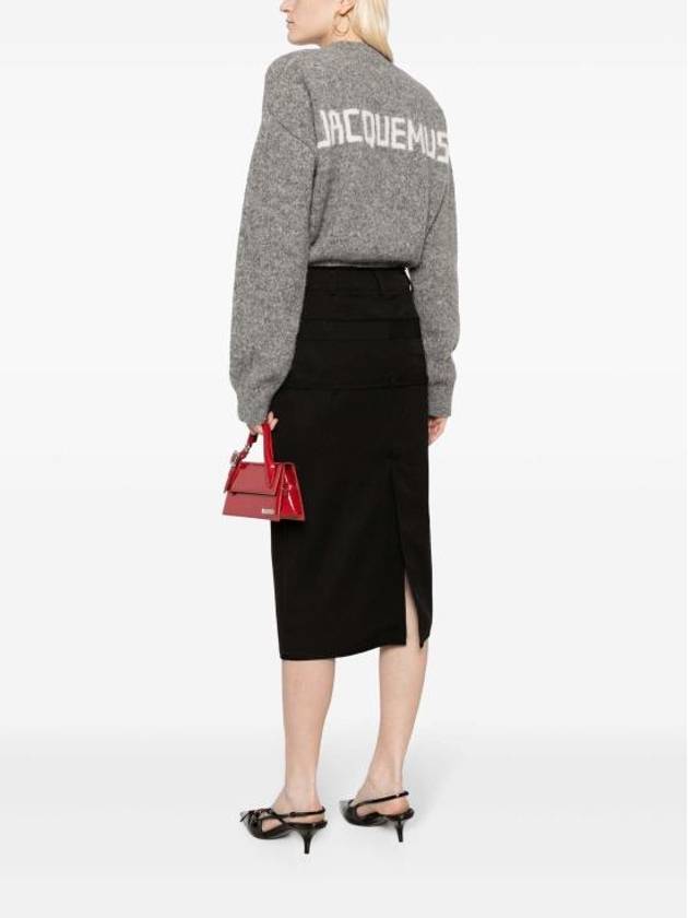 Intarsia Knit Logo Crew Neck Knit Top Grey - JACQUEMUS - BALAAN 4