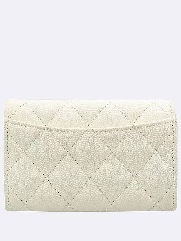 AP0214 White Caviar Skin Classic Flap Gold Plated COCO Logo Women s Card Holder Wallet - CHANEL - BALAAN 3