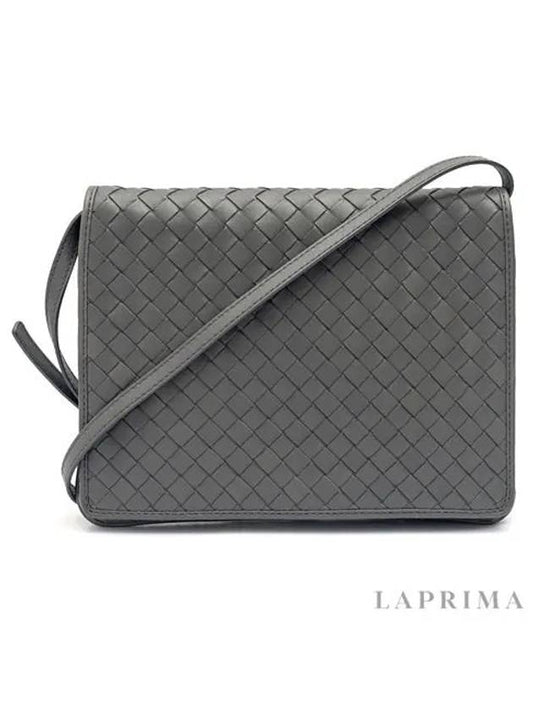 Intrecciato Mini Flap Cross Bag Gray - BOTTEGA VENETA - BALAAN.