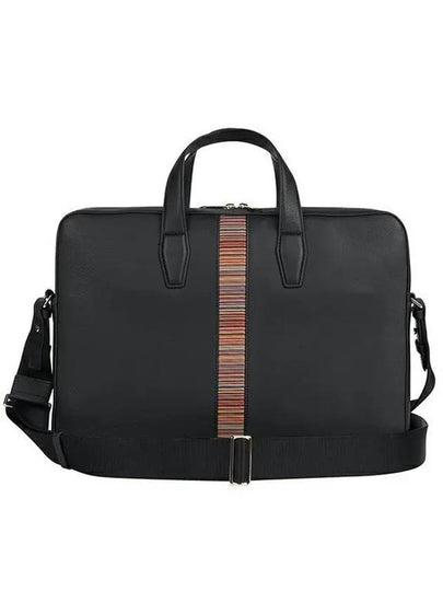 Signature Striped Leather Briefcase Black - PAUL SMITH - BALAAN 2