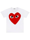 Red Double Heart Logo Cotton T Shirt White AZ T026 - COMME DES GARCONS PLAY - BALAAN 2