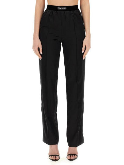 Women's Stretch Silk Straight Pants Black - TOM FORD - BALAAN 2