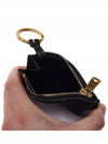 Intrecciato Gold Zipper Key Case Card Wallet Black - BOTTEGA VENETA - BALAAN.