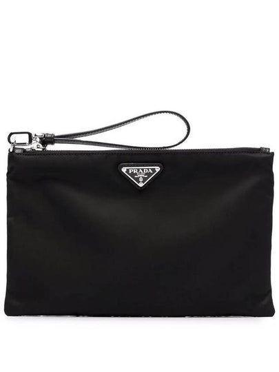 Re-Nylon and Saffiano Leather Clutch Bag Black - PRADA - BALAAN 2