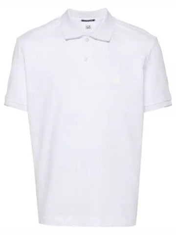 Men's Logo Patch Short Sleeve Polo Shirt White - CP COMPANY - BALAAN 1