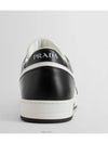 Men's Downtown Triangle Logo Leather Low Top Sneakers White Black - PRADA - BALAAN 4