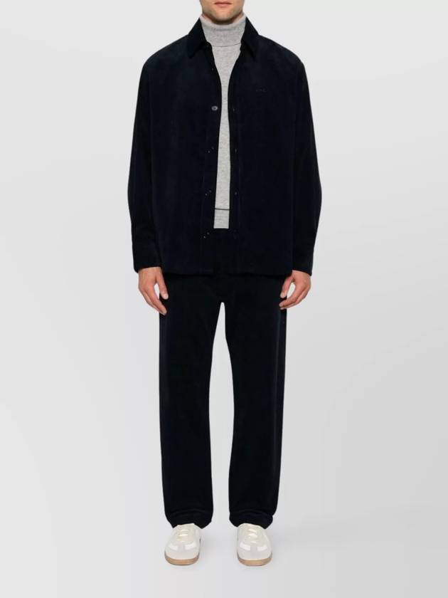 Bobby Embroidered Logo Corduroy Shirt Jacket Dark Navy - A.P.C. - BALAAN 3