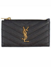 Monogram Fragment Zipper Card Wallet Black - SAINT LAURENT - BALAAN 2