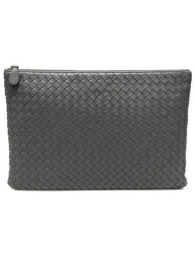 355261 Khaki Intrecciato Nappa Large Pouch Clutch - BOTTEGA VENETA - BALAAN 1