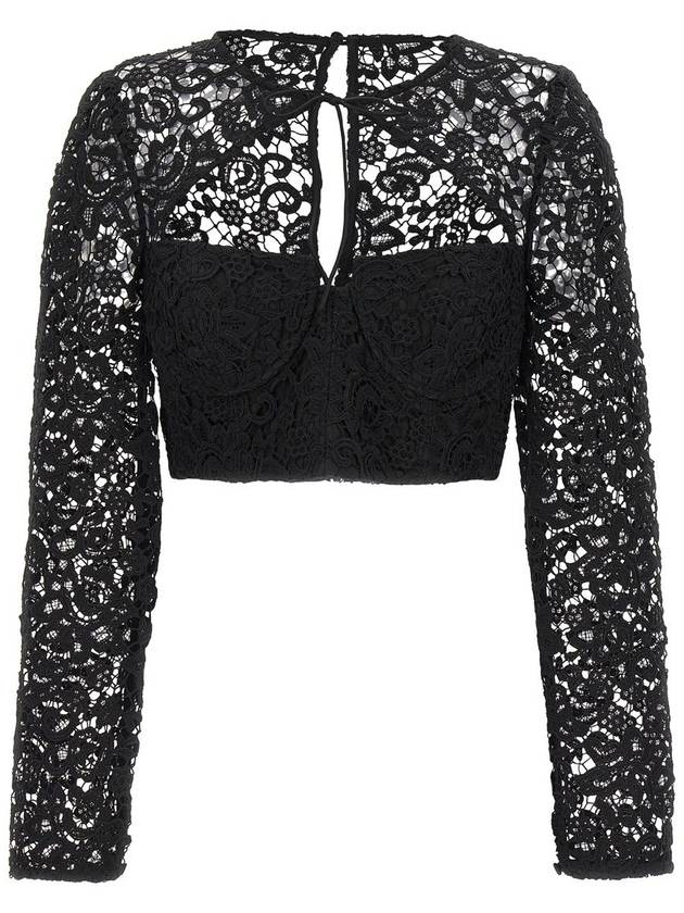 Self-Portrait Top 'Black Lace Tie Neck Crop' - SELF PORTRAIT - BALAAN 1