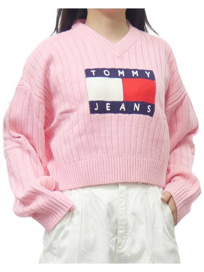 Tommy Jeans V neck center flag knit - TOMMY HILFIGER - BALAAN 2