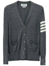 Men's Sustainable Classic Diagonal Wool Cardigan Medium Grey - THOM BROWNE - BALAAN 2