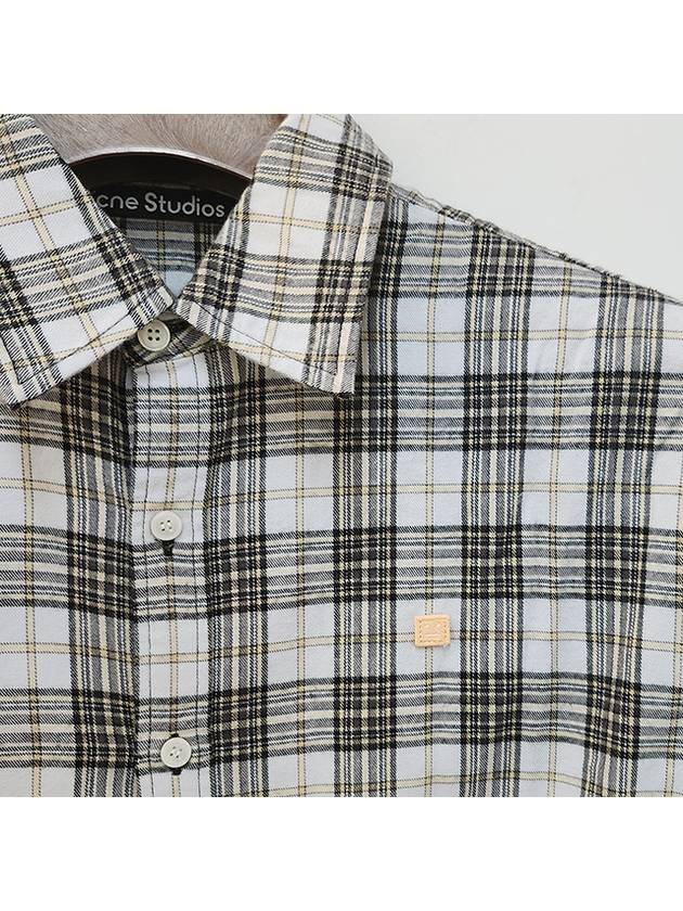 Flannel Check Button-Up Long Sleeve Shirt White Black - ACNE STUDIOS - BALAAN 6