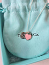 Double Heart Tag Pendant Necklace Pink Silver - TIFFANY & CO. - BALAAN 4