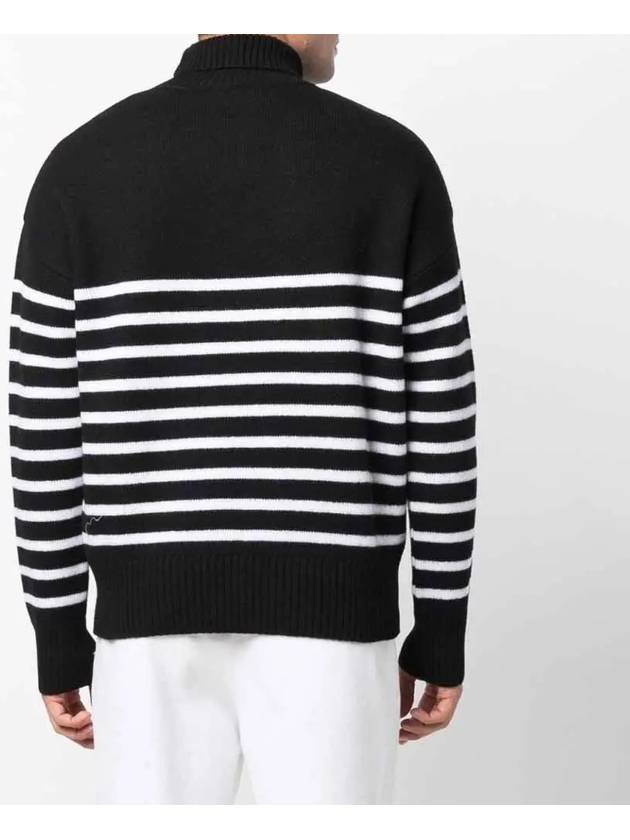 Big Heart Stripe Knit Turtleneck Black - AMI - BALAAN 4