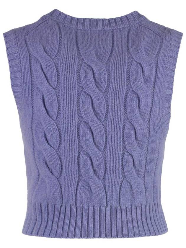 Cropped Cable Wool Cashmere Vest Tailor Purple Heather 24 - POLO RALPH LAUREN - BALAAN 3