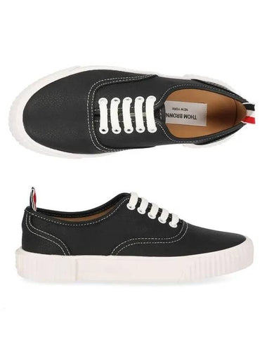 Heritage Leather Low Top Sneakers Black - THOM BROWNE - BALAAN 1