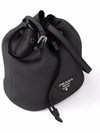 Logo Flo Leather Bucket Bag Black - PRADA - BALAAN 4