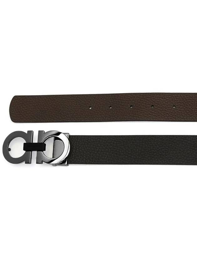 Reversible Gancini Belt Black Hickory - SALVATORE FERRAGAMO - BALAAN 5