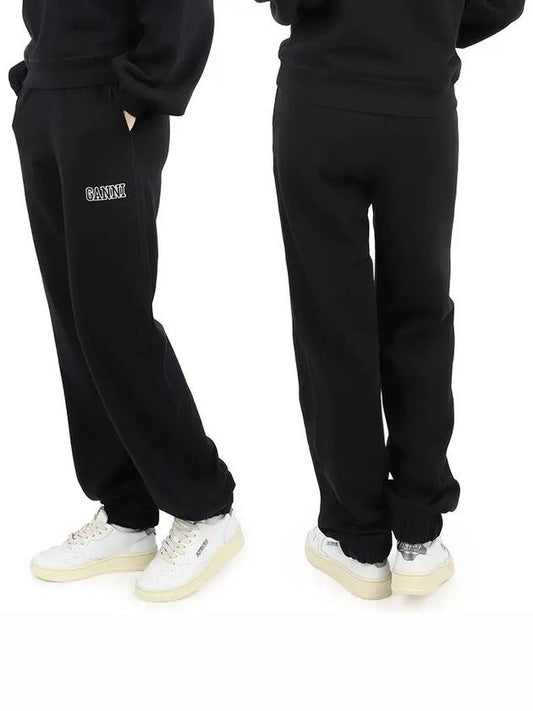 Side Logo Cotton JoGGer Track Pants Black - GANNI - BALAAN 2