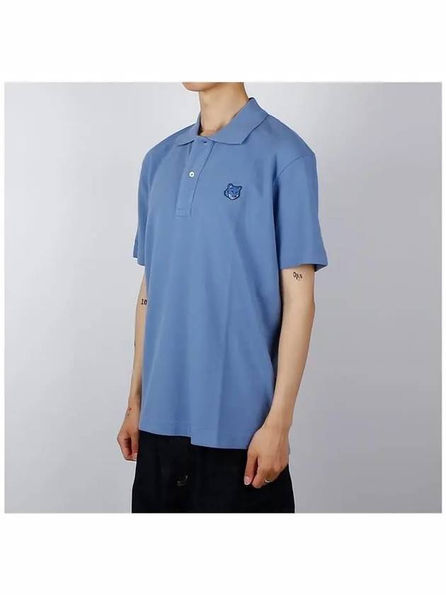 Bold Fox Head Patch Comfort Polo Shirt Blue - MAISON KITSUNE - BALAAN 3