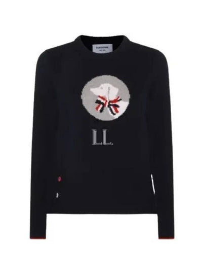 Hector Bow Virgin Wool Knit Top Navy - THOM BROWNE - BALAAN 2