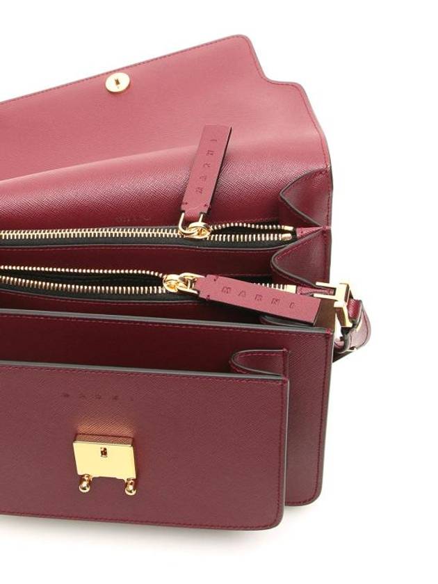 Saffiano Trunk Medium Shoulder Bag Burgundy - MARNI - BALAAN 3