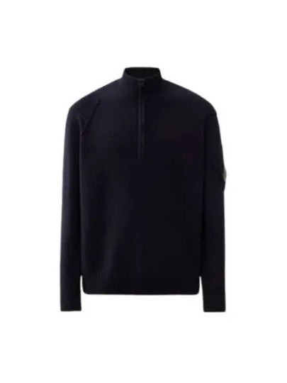 Lambswool GRS Half Zip-Up Knit Top Navy - CP COMPANY - BALAAN 2