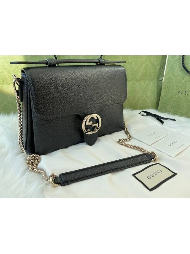 GG Interlocking Chain Small Top Handle Shoulder Bag Black - GUCCI - BALAAN 2