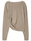 Unbalanced straps balloon long sleeve t shirt beige - LESEIZIEME - BALAAN 3