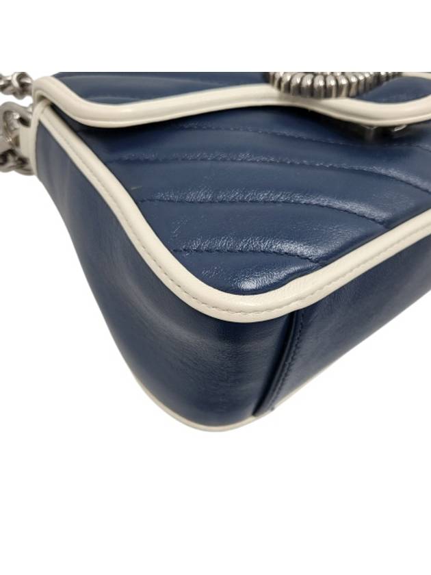 583571 GG Marmont Mini Top Handle Navy Leather Silver Chain Shoulder Bag - GUCCI - BALAAN 8