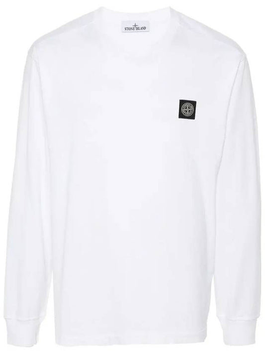 Chest Patch Long Sleeve T-Shirt White - STONE ISLAND - BALAAN 2